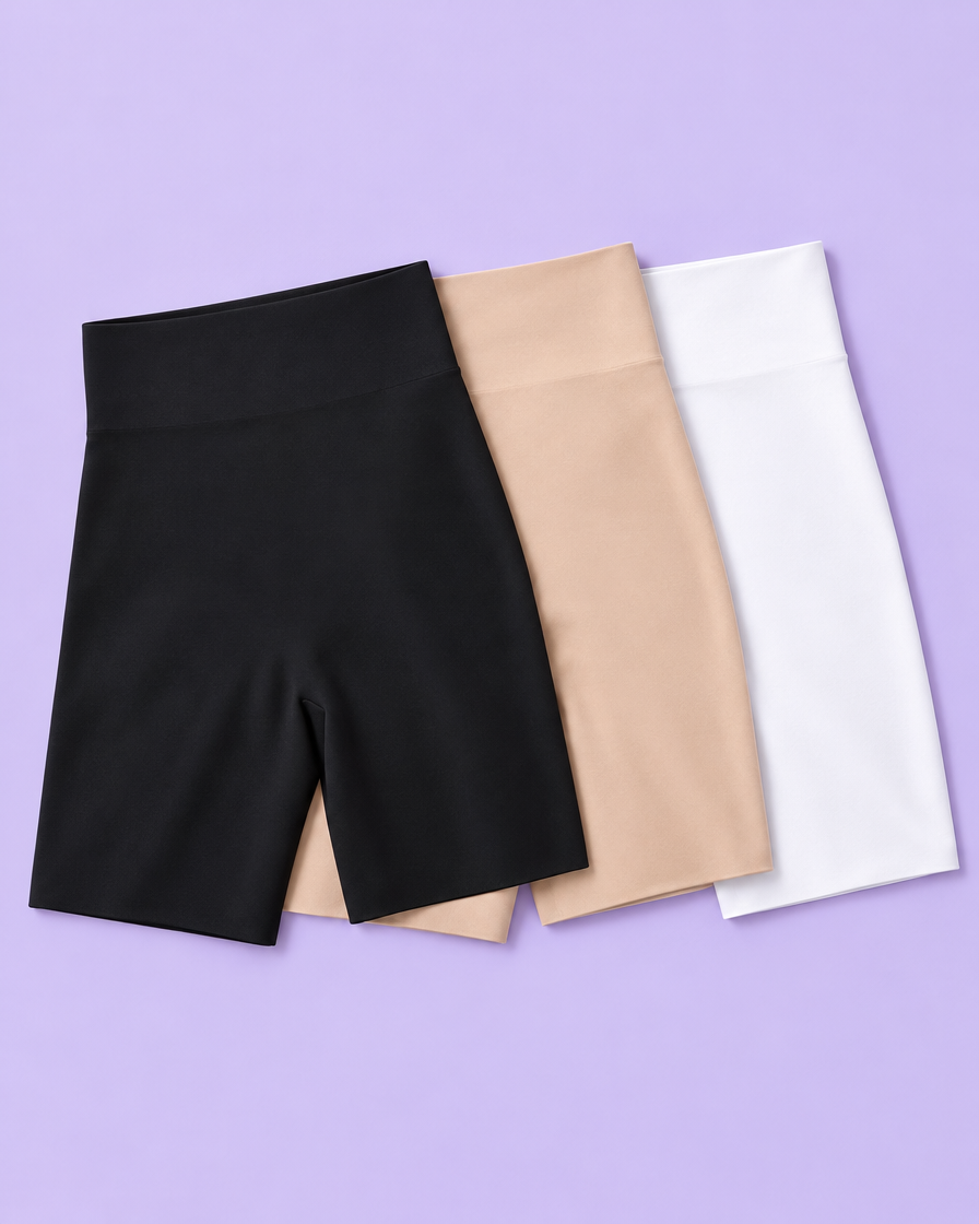 Silk Shorts i svart, beige och vit