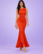 Riviera Dress draperad maxiklänning i orange